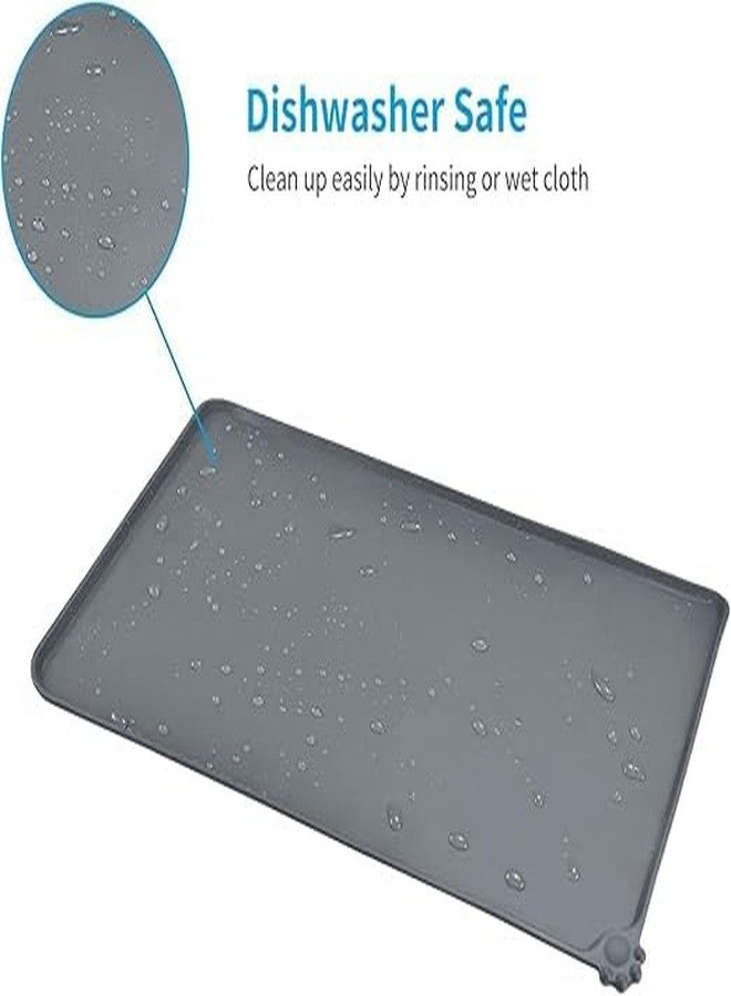 Bindex Silicone Pet Feeding Mat, Waterproof Dog Cat Food Mat with Raised Edges, Dog Cat Water Bowl Placemats, Dog Cat Feeding Mats for Food and Water Prevent Spill (47 x 30 cm) - Image 5